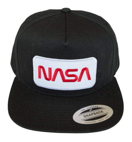 NASA Worm Logo Black Snapback Cap, Well Done Goods