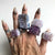 Amethyst Raw Stone Geode Rings, Large Carved Crystal Chunky Rings
