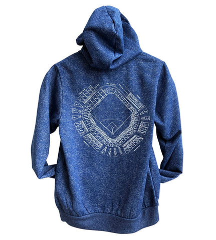 Old Tiger Stadium Blueprint Hoodie, Digital Blue or Digital Grey. Unisex Navin Field Zip Hooded Sweatshirt - LIMITED EDITION!