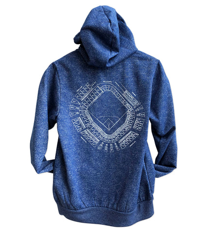 Old Tiger Stadium Blueprint, Digital Blue Navin Field Unisex Pullover Hoodie, Well Done Goods