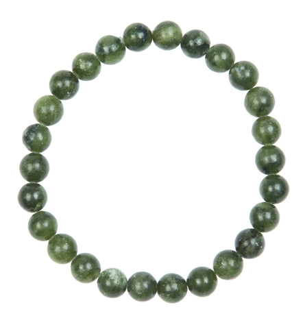 Olive Jade, Serpentine Mala Stone Bead Bracelet