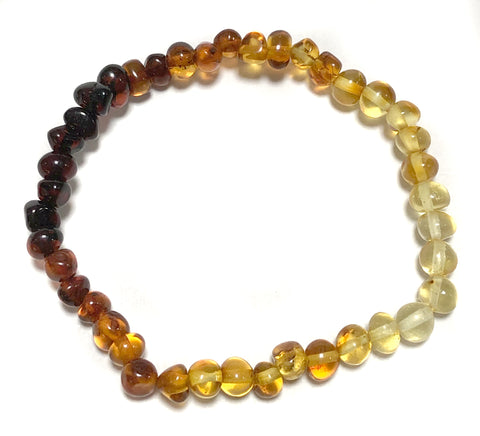 Ombré Amber Freeform Bead Stretch Bracelet, Natural Baltic Amber