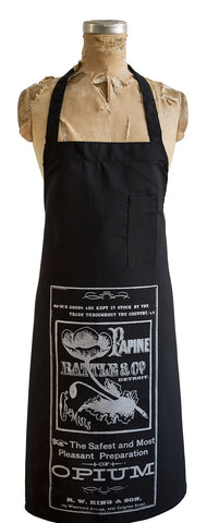 Opium Apothecary Label Polyester Chef Apron, Vintage Ad, Well Done Goods