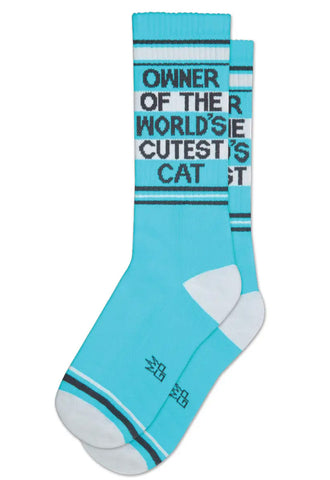 Owner of the World's Cutest Cat, Ribbed Gym Socks, by Gumball Poodle. Made in USA!