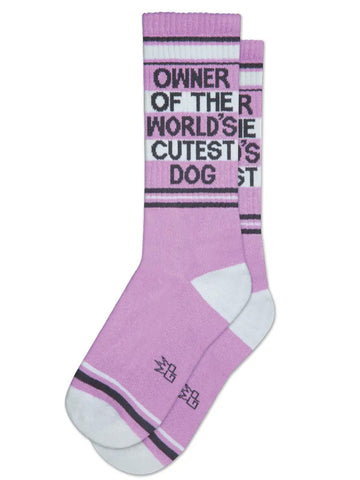 Owner of the World's Cutest Dog, Ribbed Gym Socks, by Gumball Poodle. Made in USA!