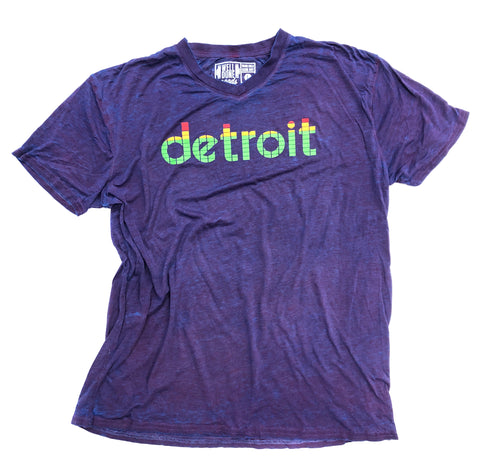 Peak Detroit, LED Audio Level Meter T-Shirt, Berry Burnout Wash - Limited Edition!