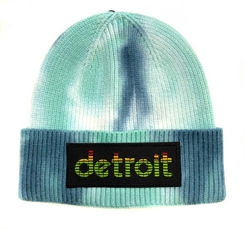 Peak Detroit, Tie Dye Turquoise LED Audio Level Meter Beanie Cap