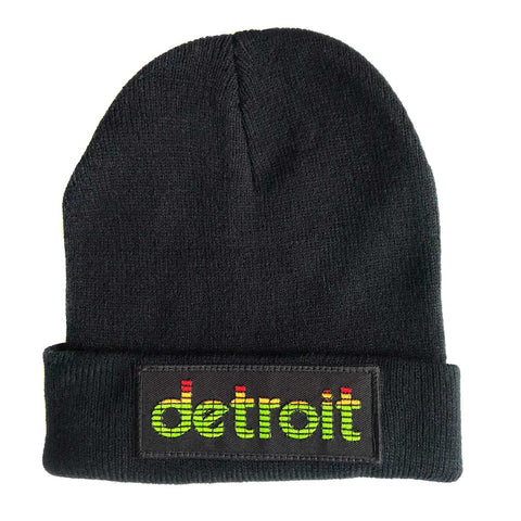 Peak Detroit, LED Audio Level Meter Beanie Cap, Black. Well Done Goods