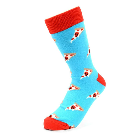 Pizza Skull Socks, Blue. Men's Fancy Socks by Parquet