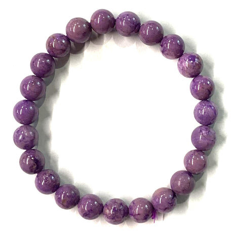 Phosphosiderite Round Stone Bead Mala Stretch Bracelet