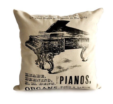 Piano Print Pillow, Vintage Detroit Advertising Silkscreen print. Well Done Goods by Cyberoptix