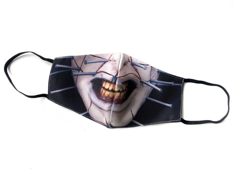 Pinhead Mask, Hellraiser Inspired Cloth Face Cover. Cenobite, Hand Made in Detroit, USA