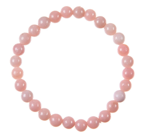Pink Opal Stretch Bracelet, Rare Stone Bead Mala Bracelet