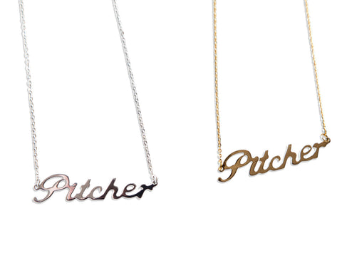 Pitcher Script Necklace, Baseball Theme – Well Done Goods
