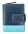 Blue Small Leather Purse Wallet, Retro Multicolor Interior Stripe. Astra, by Primehide UK