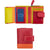 Red & Orange Small Leather Purse Wallet, Retro Interior Stripe. Astra, by Primehide UK