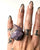 Purple Fluorite Crystal Cluster Ring, Large Electroformed Copper Band - size 6