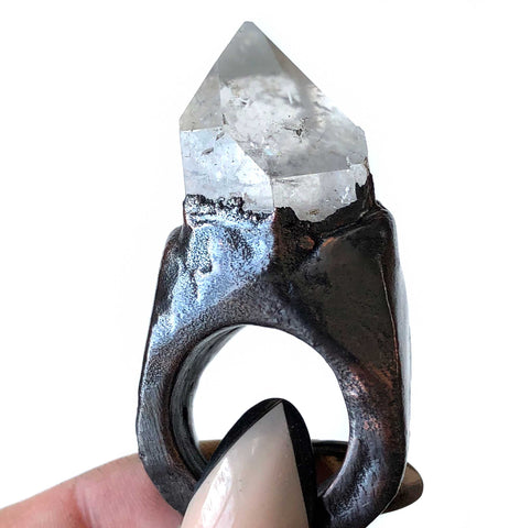 Moonstone Raw Crystal Ring (RBM-RR-347.) | Rananjay Exports
