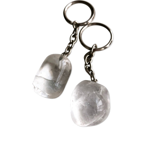 Tumbled Clear Quartz Keychain, Well Done Goods