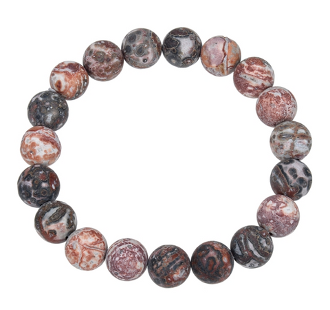 Red Leopard Skin Jasper Beaded Mala Bracelet