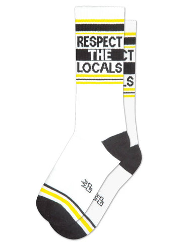 RESPECT THE LOCALS Gym Socks. By Gumball Poodle, Made in USA!