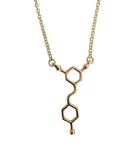 Resveratrol Molecule Necklace, Gold. Wine Lover Pendant, Well Done Goods