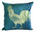 Gold and Teal Rooster Throw Pillow, by Well Done Goods