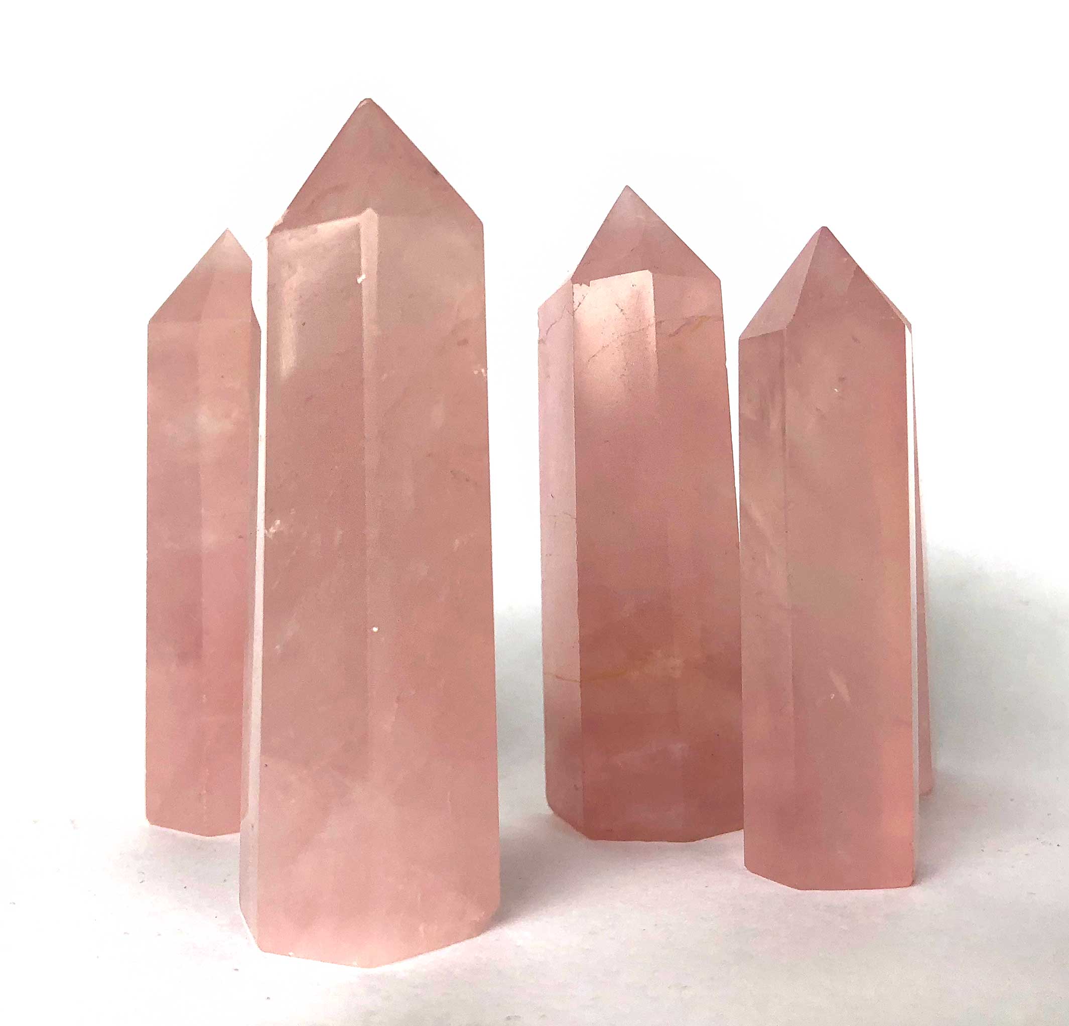 Polished Rose Quartz Towers, Medium