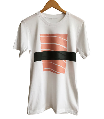 Salmon Sushi T-Shirt, Silkscreen Nigiri Print. Well Done Goods