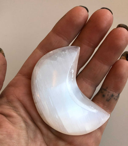 Hand-Carved Selenite Moons
