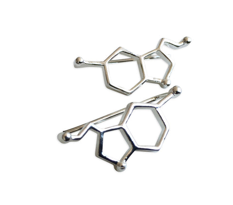 Serotonin Molecule Post Earrings, Ear Climbers