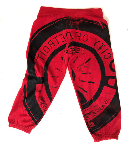 Spirit of Detroit Manhole Women's Capri Jogger Pants, Red - Limited Edition!