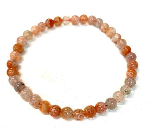 Sunstone Bracelet, Rare Stone Bead Mala Stretch Bracelet