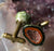 Red Moss Agate Tabasco Geode Cufflinks - antique brass french cuff hardware