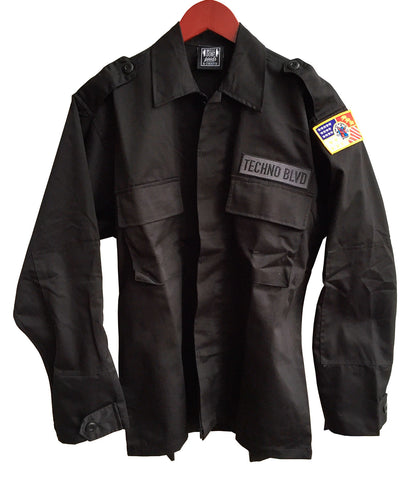 Techno Blvd & Detroit City Flag, Black Tactical BDU Jacket, Well Done Goods