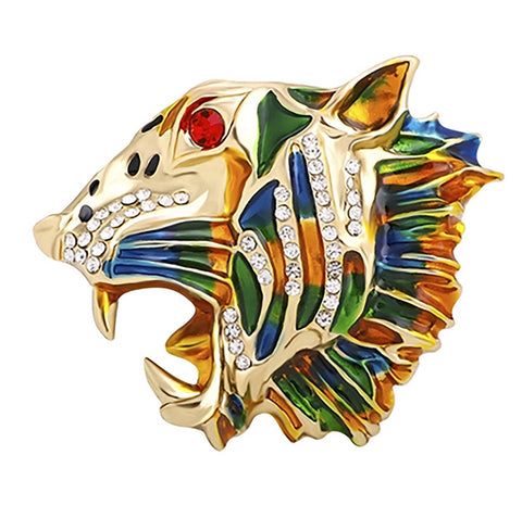 Colorful Profile Tiger Head Lapel Pin, Brooch