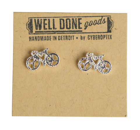 Tiny Bicycle Stud Earrings, Well Done Goods