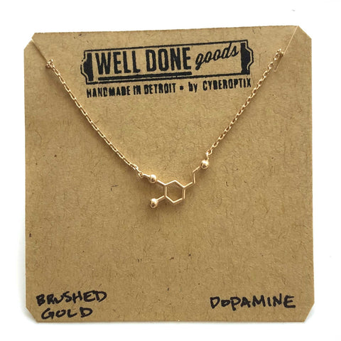 Tiny Matte Dopamine Molecule Necklace, gold
