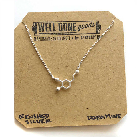Tiny Matte Dopamine Molecule Necklace - Main Image