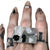 Black Tourmalinated Clear Quartz Carved Stone Chunky Rings