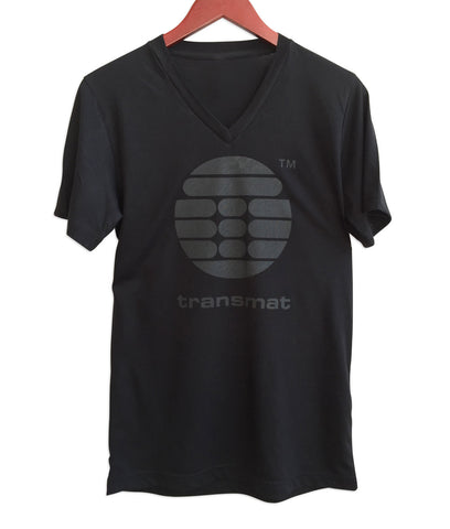 Transmat Logo Black V-Neck Shirt, Transmat Records, Well Done Goods