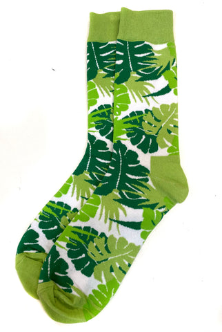 Tropical Leaves Men's SocksTropical Leaves Men's Socks, Leafy Houseplant Socks