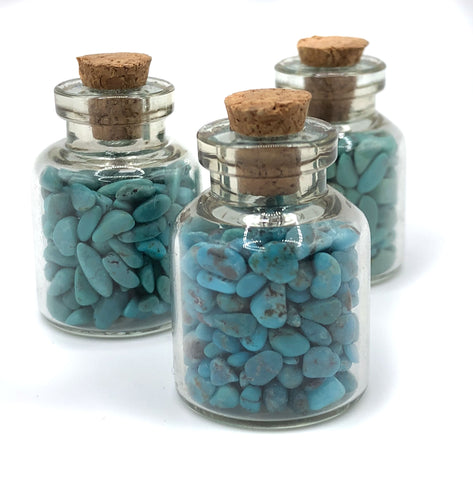 Arizona Turquoise Tumbled Chips in Small Glass Bottle
