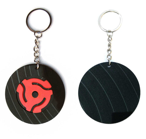Vinyl Record Keychains w/ 45RPM Adapter (Assorted Colors), Vinylux