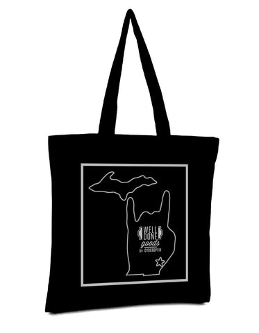 Metal Mitten Black Tote Bag, Well Done Goods