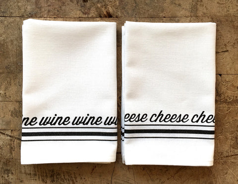 Wine & Cheese Print Cloth Bistro Napkins, Set of 4. Well Done Goods by Cyberoptix, Detroit
