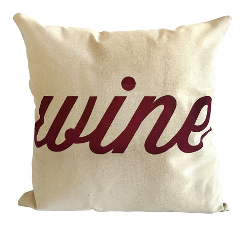 Wine Throw Pillow, Script Print