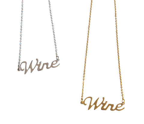 Wine Script Necklace, Drink Pendant, by Well Done Goods